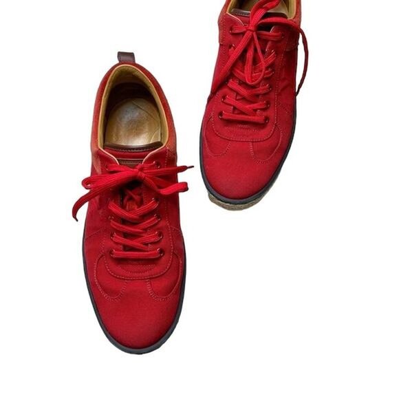 🔥 Louis Vuitton Red Canvas Espadrilles Sneakers Men’s SZ 6.5 - Picture 1 of 8
